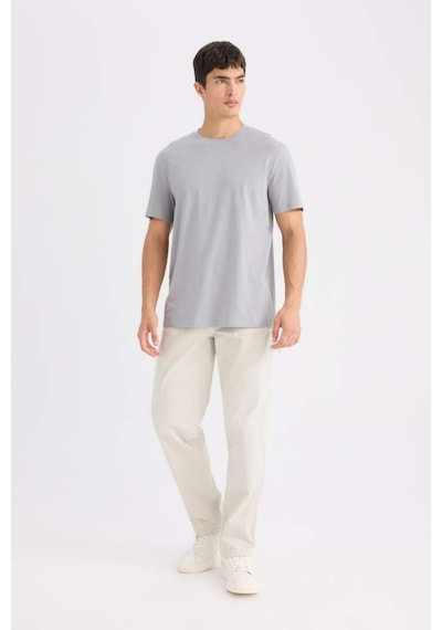 DeFacto %100 Pamuk New Regular Fit Bisiklet Yaka Basic Düz Kısa Kollu Tişört V7699AZ25SPGR89