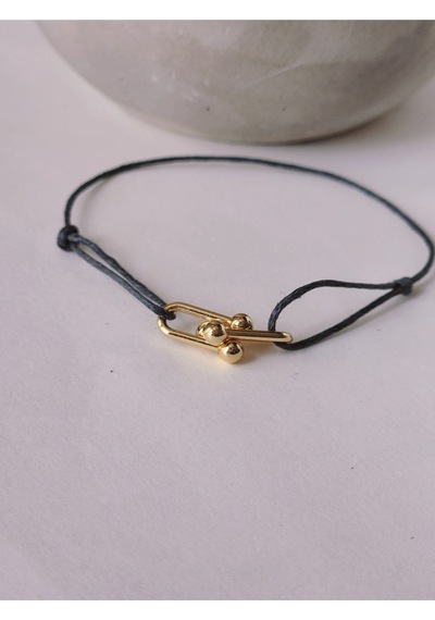 Tiffany Model Deri İpli El Yapımı Gold Füme Gri Renkli Bileklik Füme