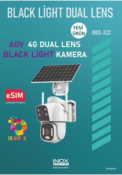 İnox-x22 Geceyi Gündüze Çeviren Çift Kameralı 4g Solar Kamera