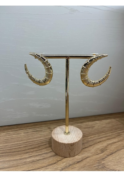 Gold Boynuz Küpe Çok Renkli
