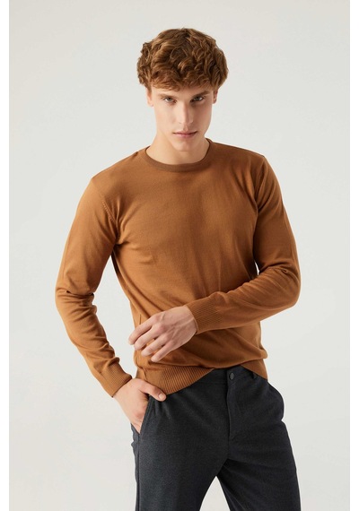 D'S Damat Ds Damat Regular Fit Camel Tüylenme Yapmayan Bisiklet Yaka Triko Kazak 5hf06ort12004 C01