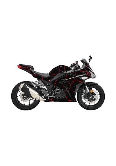 Rks R250 Şimşek Desen Kaplama Motosiklet Sticker Etiket Modeli - Kırmızı