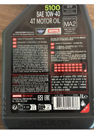 Motul 5100 10w-40 Yeni Seri Motosiklet Yağı 1 Litre