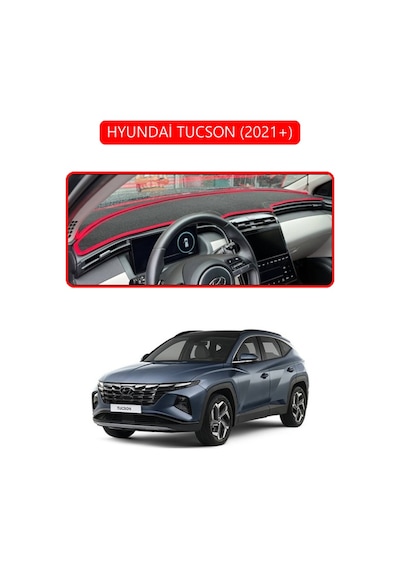 Hyundai Tucson 2021+torpido Koruma Halısı Kırmızı Kenar