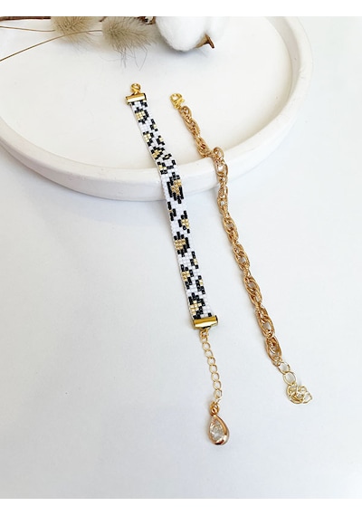 Nevoaccessory Siyah Leopar Desenli Miyuki Bileklik Set Çok Renkli
