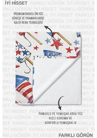 Roket Temalı Çocuk Plaj Havlusu - Eğlenceli Mavi Kırmızı Yıldızlı Hızlı Kuruyan Mikrofiber Havlu Donuk Yasemin