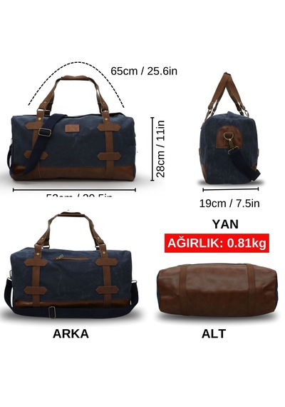 Dark Cotton 7104 Lacivert Seyahat Spor Suya Dayanıklıkanvas Çanta