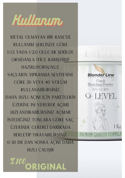 Yüksek Performanslı Hızlı Toz Saç Açıcı Yeşil 1 Kg