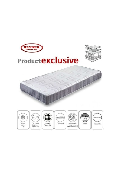 Uzunbebe 90X200 Heyner Soft Ortopedik Yaylı Yatak Gray Coton 90*200