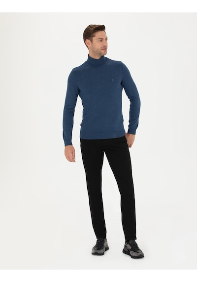 Pierre Cardin Erkek İndigo Melanj Triko Kazak 50276162-vr155 İndigo Melanj