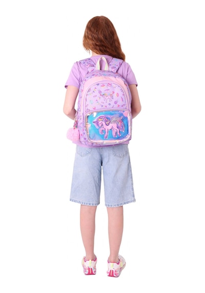 Kaukko Kids Üç Gözlü Kız Çocuk Okul Sırt Çantası Nakışlı Unicorn Desenli - L5221 Lila