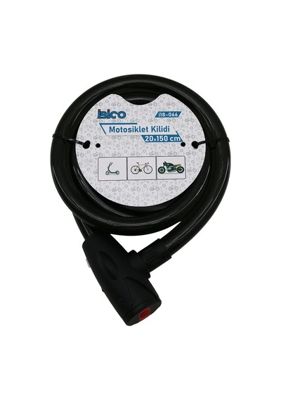 Anahtarlı Aç-kapa Kilit Kapaklı Motor - Bisiklet Kilit Çelik Tel Siyah Şeffaf Kılıf 20mmx150cm Çok Renkli