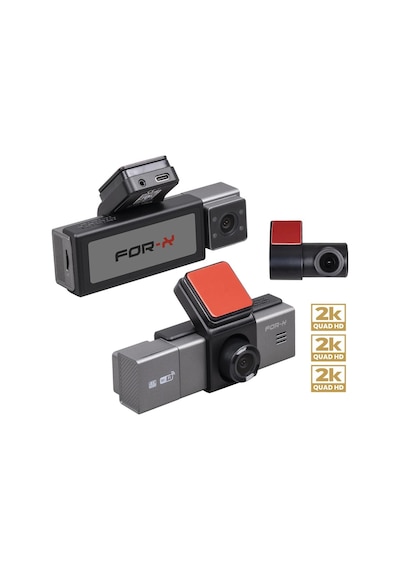 3 Kameralı Araç Ön , İç Ve Arka Kayıt Kamerası , For-x X-33dvr , 2k + 2k + 2k , Ekranlı, Araç İçi +