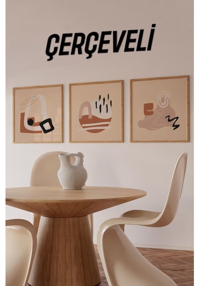 Ahşap Çerçeveli Mdf Kare Tablo Seti Mutfak Için 23 X 23 Çerçeveli Kr4047