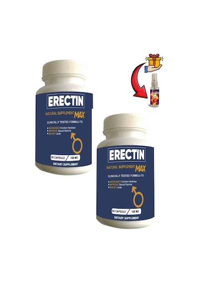 Erectin Max Erkeklere Özel Geliştirme 60'lı Destekleyici X 2 Adet+lustra Masaj Yağı İle 30 Ml