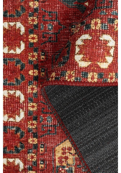Relic Kırmızı Vintage Dokulu Klasik Desenli Dokuma Tabanlı Şönil Halı Al 475 Kırmızı