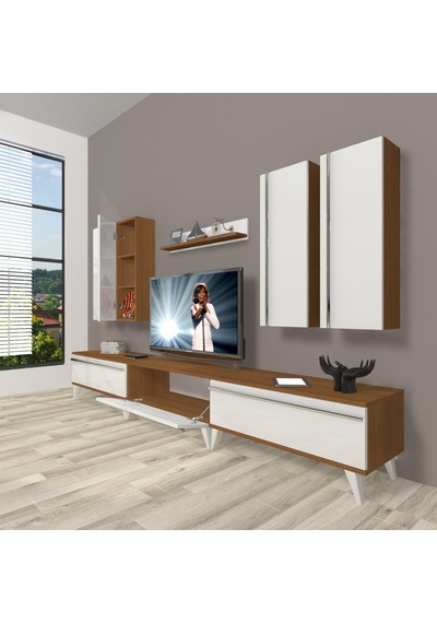 Decoraktiv Eko 8d Mdf Retro Tv Ünitesi Tv Sehpası Ceviz - Beyaz