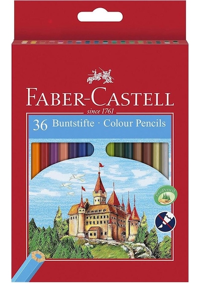 36 Lı Kuru Boya Kalemi Karton Kutu 1 Paket 36 Renk Faber Kuruboya Tam Boy Renkli Kalem Çok Renkli