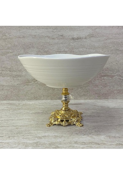 Porselen Ayaklı Bol Kase Gold Ayaklı 20 Cm