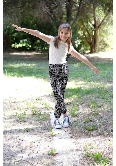 Vintage Spor Pamuk Pantolon Siyah Beyaz Nanna Fashion 2022-G-0001