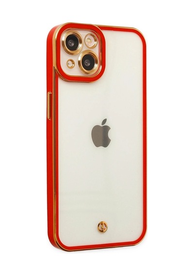 Mey İthalat Apple, Uyumlu iPhone 14 Plus Kılıf Liva Lens Silikon - Kırmızı