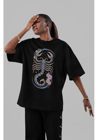 Sevbano Scorpions Rock Metal Müzik Grubu Ön Baskılı Unisex Oversize Tişör Siyah
