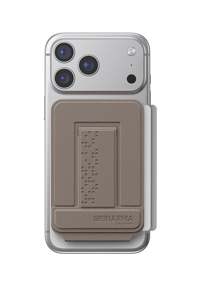 Skinarma Axis Serisi Foldable Stand Özellikli Deri Tasarımlı Kartlık Haki Haki