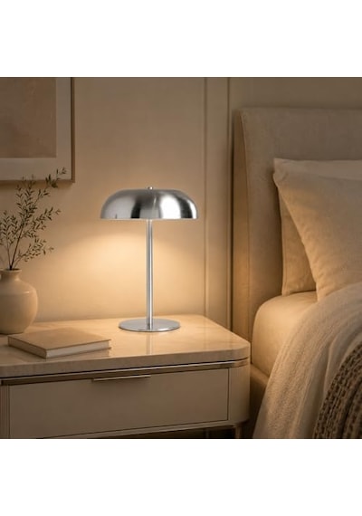 Tr Modern Mantar Tasarımlı Masa Lambası, Beyaz Dekoratif Led Masaüstü Aydınlatma, Şık Gece Lambası, Komodin, Ç