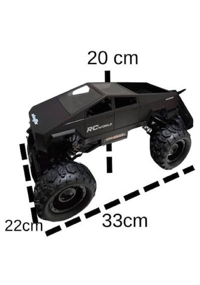 1:14 4x4 Cybertruck Rc Kumandalı Uzaktan Kumandalı Araba 2.4 Ghz Işıklı Siyah 35 Cm Siyah