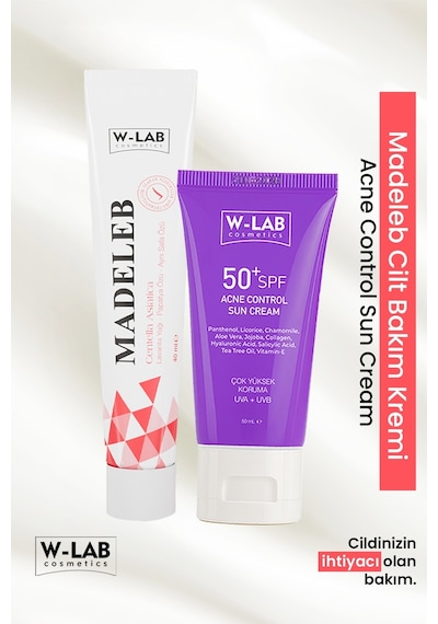 W-Lab Cosmetics Madeleb Krem 40 Ml Ve W-Lab Cosmetics Akne Kontrol Güneş Kremi 50 Ml