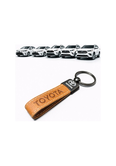 Toyota Ve Logolu Anahtarlık Suni Deri Kahverengi