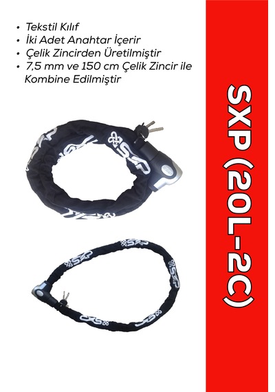 Zincir Kilit 150cm 20l-2c - Hırsızlığa Karşı Yüksek Güvenlik Zincir Kilidi