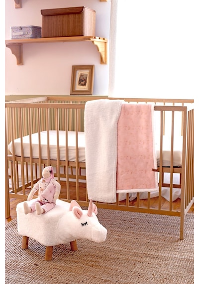 Fluffy Bebek Battaniyesi 80x100 Solid Pembe Kundak Puset Çift Taraflı Koyun Tüyü Battaniye 100x80