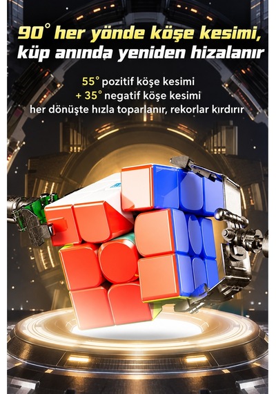 Moyu Mfjs Rs3m V5 3x3 Manyetik Hız Küpü Robot Standlı Çift Ayarlı Profesyonel Speed Cube