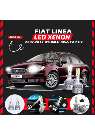 Fiat Linea 2007-2017 Kısa Far Uyumlu Şimşek Etkili Led Xenon Performance Series H7