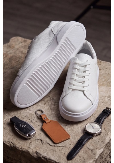 Liarca Asterio %100 Hakiki Deri Sararmayan Faylon Taban Sneaker Klasik Beyaz Ayakkabı