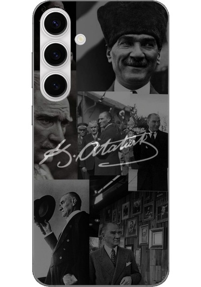 Galaxy S24 Fe Uyumlu Kemal Atatürk İmza Baskılı Silikon Kılıf Renkli