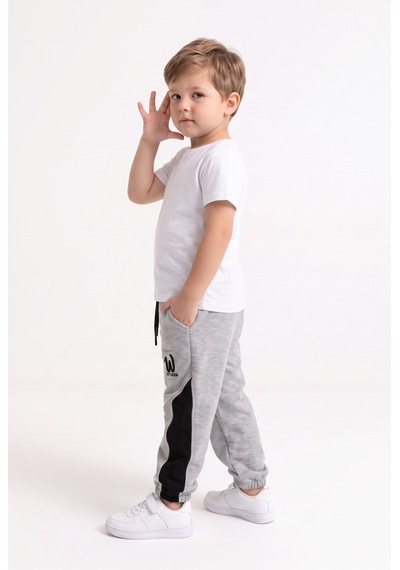 Toontoy Kids Toontoy Erkek Çocuk Paça W Nakışlı Garni Detaylı Eşofman Alt Gri Melanj