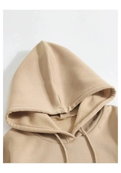Suma Erkek Bej Düz Kapüşonlu Sweatshirt