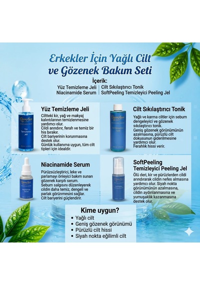 Dermaura Erkekler İçin Yağlı Cilt Ve Gözenek Bakım Seti