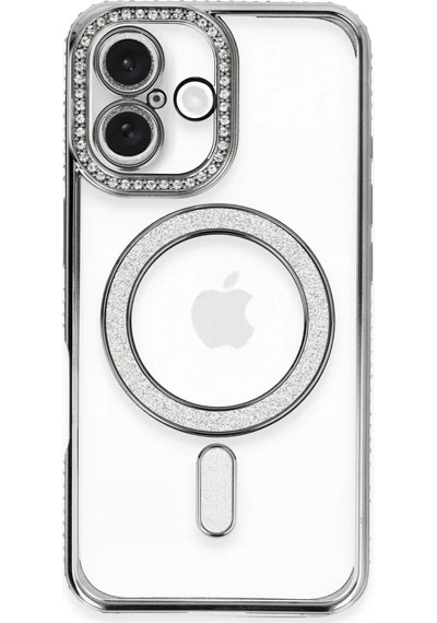 Newface Apple İphone 16 Plus Kılıf Joke Simli Magneticsafe Kılıf - Gri