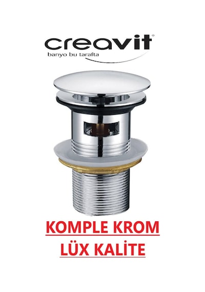 Creavit Sf031 Otomatik Pop-up Sifon Başlığı Taşmalı Krom Lavabo T Krom