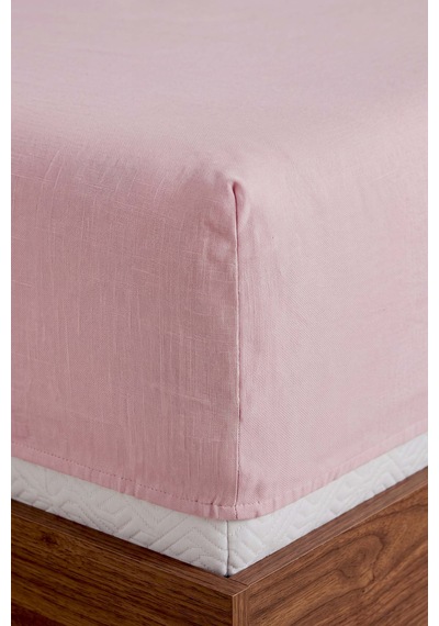 Pudra Pembe Bahar Çift Kişilik Lastikli Çarşaf Takımı 160x200 Cm - 3 Parça