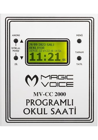Magicvoice Mv-cc2000 Usb Duvar Tipi Programlı 20 Adet Mp3 Formatı Zil / İstiklal Marşlı Akıllı Dijital Okul Saati Çan Takılabilir