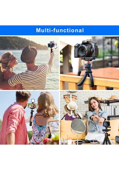 Kt-660 Aynasız Fotograf Makinesi Ve Telefon Uyumlu Ahtapot Esnek Tripod + Mini 49 Led Işık