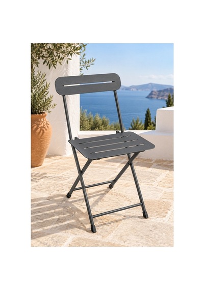 Katlanır Metal Balkon Bahçe Sandalyesi Bistro Sandalye Tekli Füme 1648