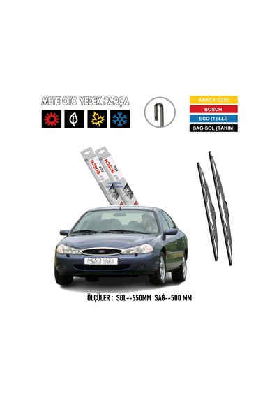Ford Mondeo Ön Silecek Süpürge Takımı Demir Sağ-Sol Bosch Eco (19
