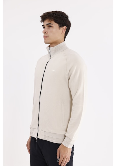 Rowinger Polo Yaka Rahat Kalıp Selanik Yapıda Mevsimlik Spor Görünümlü Sweatshirt Beıge
