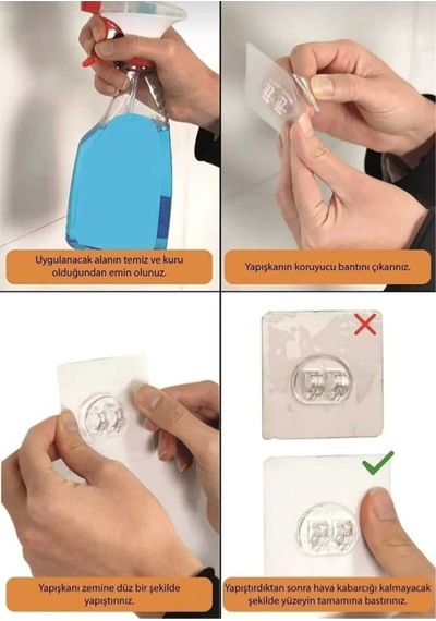 2 Adet Yapışkanlı Banyo Askısı Su Geçirmez Yapışkan Sticker Şeffaf Yapışkan Gri Diğer