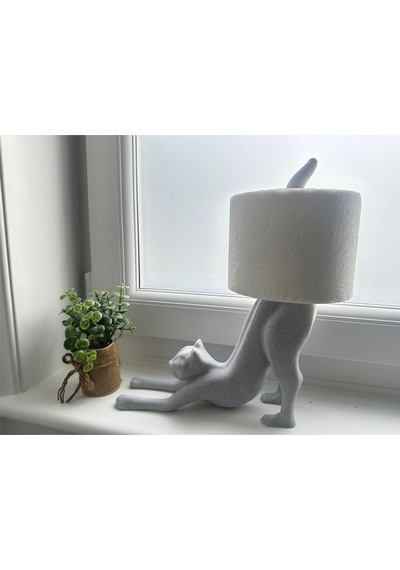 Sincara Home Esneyen Kedi Dekoratif Tuvalet Kağıdı Tutucu Beyaz